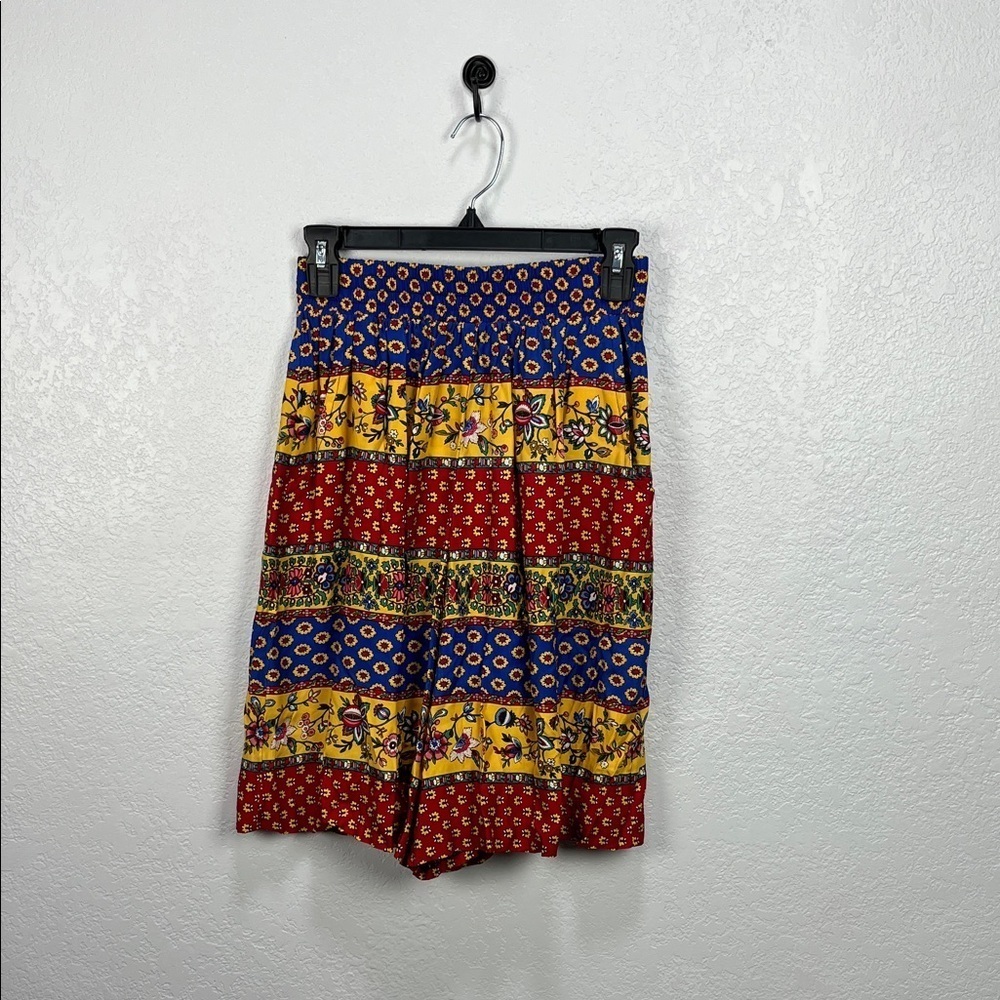Marisa Christina Classic Women’s Red Blue Yellow A-Line Shorts Sz M Boho Chic